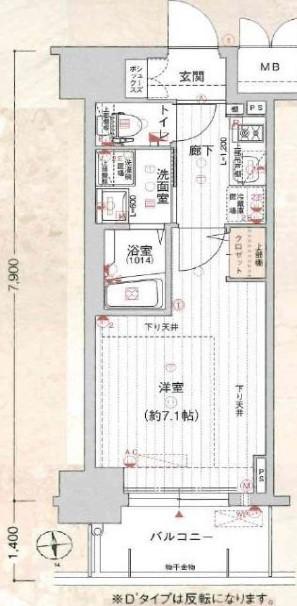 スプランディッド大阪ウエスト(1K/5階)の間取り写真