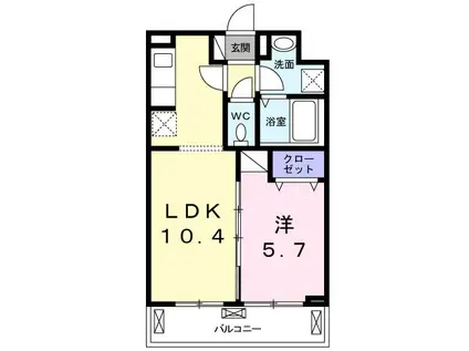 パークサイド十番山 経堂(1LDK/1階)の間取り写真