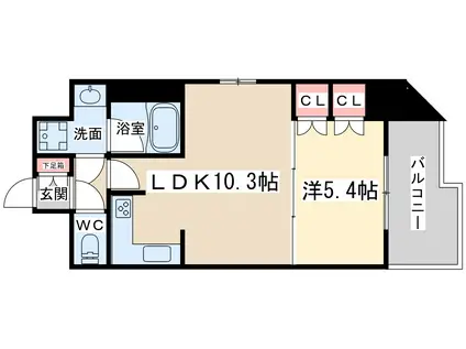 リーガル西天満Ⅲ(1LDK/8階)の間取り写真