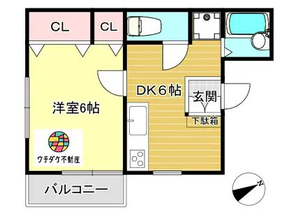 クレールOKU(1DK/1階)の間取り写真