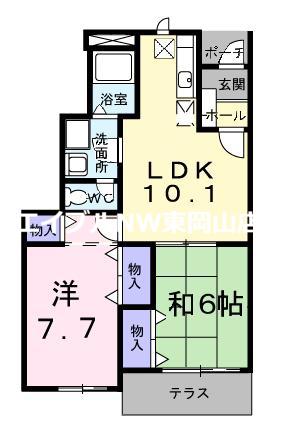 パピリオ初瀬(2LDK/1階)の間取り写真
