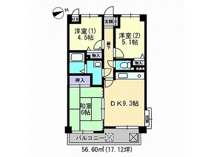 DHハウス江波(3DK/3階)の間取り写真