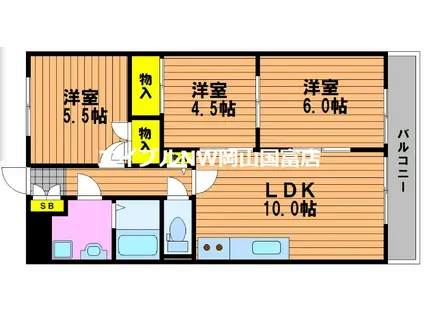 ネクスト倉田 東館(3LDK/3階)の間取り写真