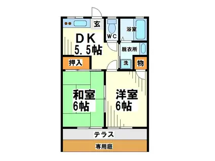 ヒカリハイツII(2DK/1階)の間取り写真