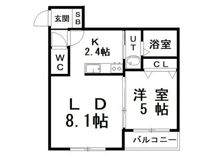 グレイスレクシア(1LDK/4階)の間取り写真