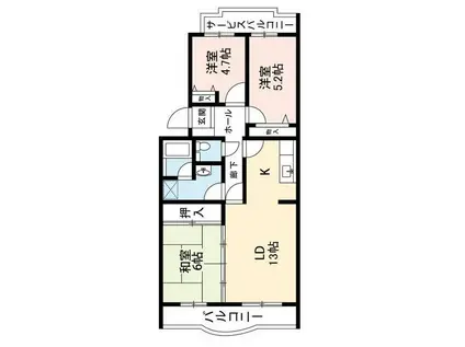 キャロットミノル(3LDK/1階)の間取り写真