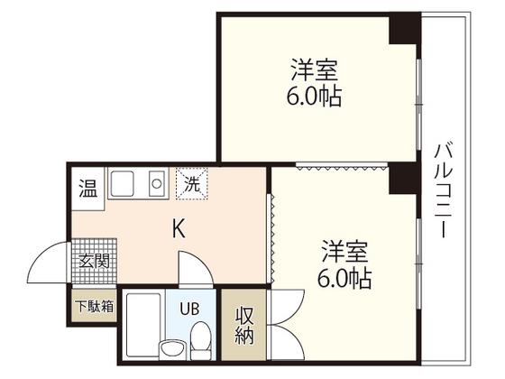 第3福助マンション(2K/5階)の間取り写真