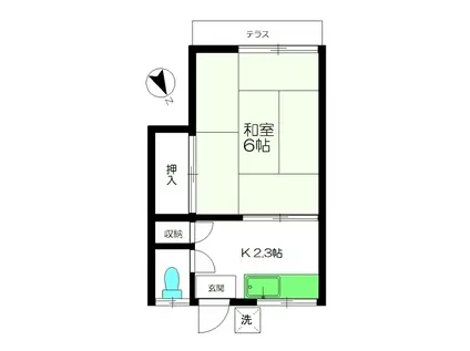 長栄荘(1K/1階)の間取り写真