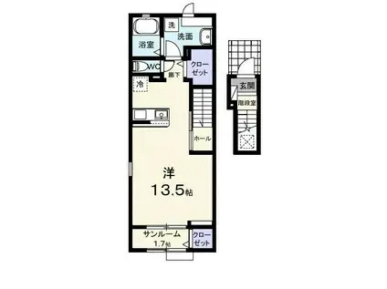 ホーリープレイス唐津 I(ワンルーム/2階)の間取り写真