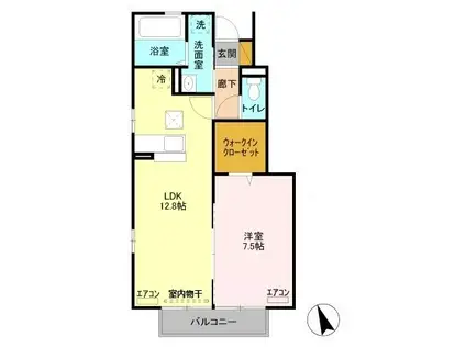 アリビオ(1LDK/1階)の間取り写真