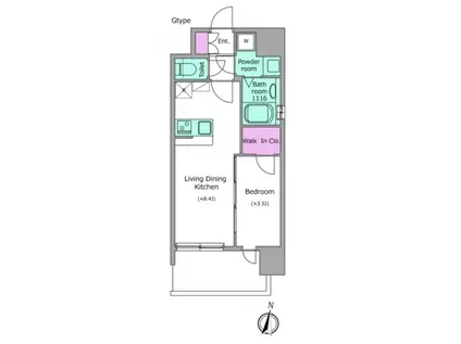 レジュールアッシュ三国本町(1LDK/9階)の間取り写真