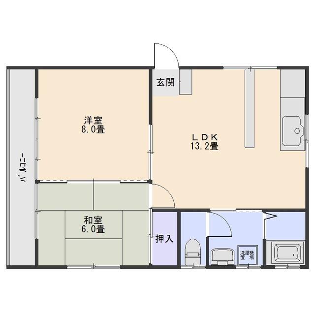 関ハウス(2LDK/2階)の間取り写真