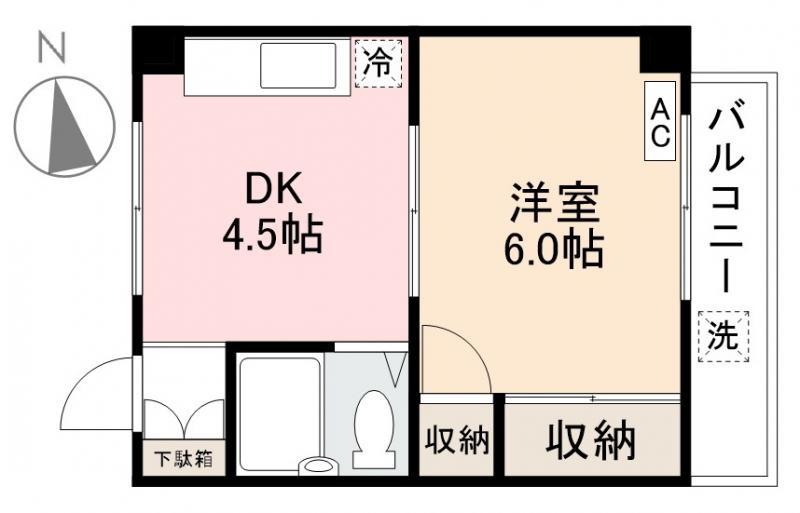ホワイトマンション(1DK/2階)の間取り写真
