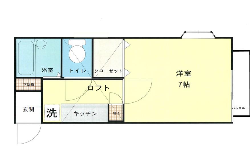 グレイトフル三田II(1K/2階)の間取り写真