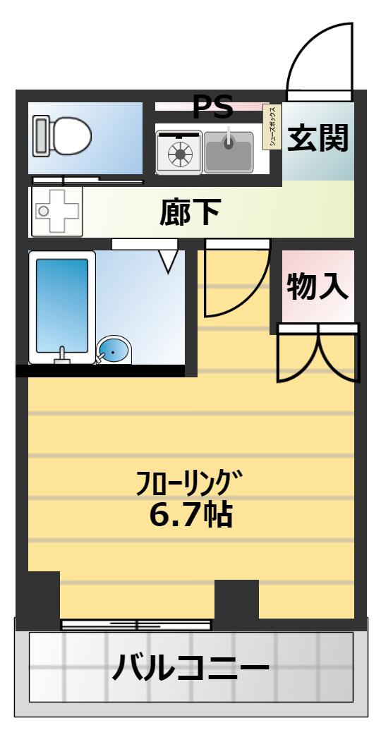 ハイツコモリヤ(1K/3階)の間取り写真
