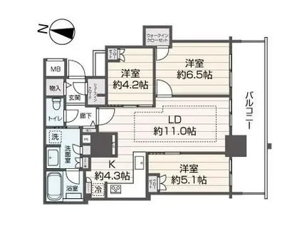 ザ・札幌タワーズ ウエストタワー(3LDK/20階)の間取り写真