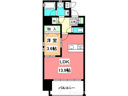 スペルビア勝山(1LDK/7階)の間取り写真