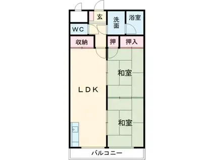 クランブレ西川田(2LDK/3階)の間取り写真