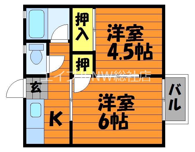 パナハイツかなや 1(2K/2階)の間取り写真