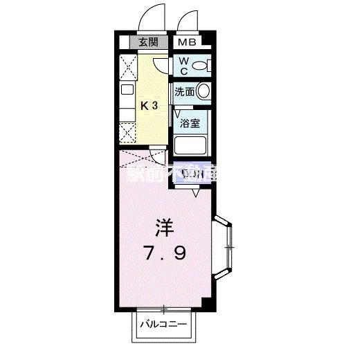 ニューシャルマン福成(1K/2階)の間取り写真