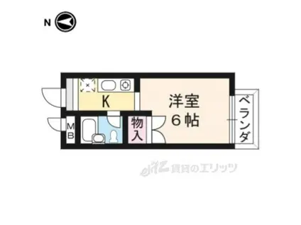 ヴィラ山科南(1K/2階)の間取り写真