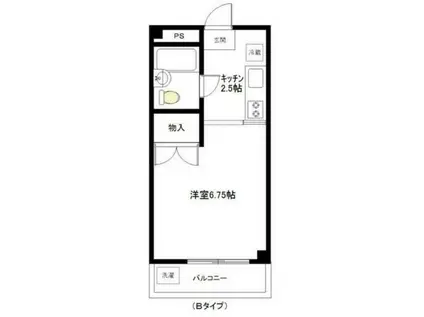 ホワイトハウス(1K/2階)の間取り写真