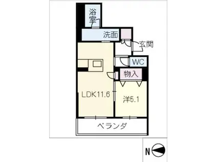 アヴェニール雄飛ヶ丘(1LDK/1階)の間取り写真
