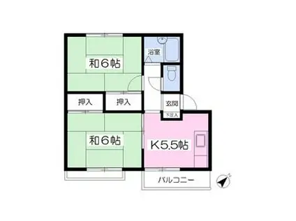 ドミールかんの(2K/2階)の間取り写真