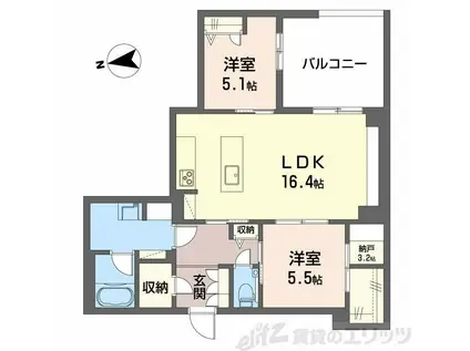 シャーメゾン ケー(2SLDK/2階)の間取り写真