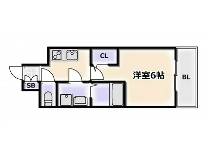 エスリード難波ザ・アーク(1K/12階)の間取り写真