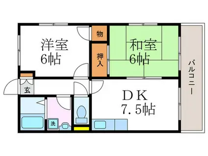 メルベーユ桂川(2DK/2階)の間取り写真