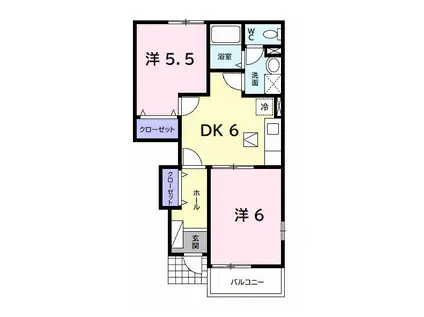 プラムフィールドD(2DK/1階)の間取り写真