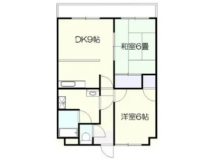 ＪＲ山陽本線 東福山駅 徒歩42分 9階建 築30年(2DK/7階)の間取り写真