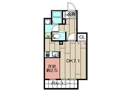 VERDE幸町(1DK/8階)の間取り写真