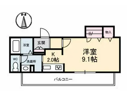 シャーメゾンHILO(1K/1階)の間取り写真
