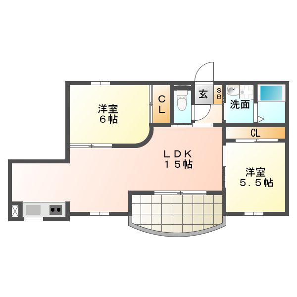 T・Mグローブ(2LDK/3階)の間取り写真