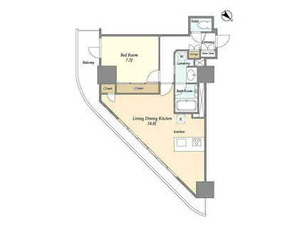 フロンティア新宿タワー(1LDK/21階)の間取り写真