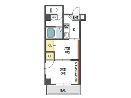 公園前ウエストハイツ(2K/5階)の間取り写真