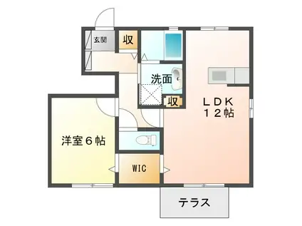 ル・トワヴェール(1LDK/1階)の間取り写真