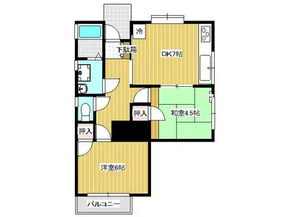 池原アパート(2DK/2階)の間取り写真