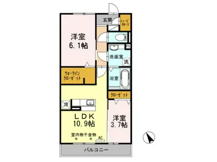 モンテ・フジS(2LDK/3階)の間取り写真