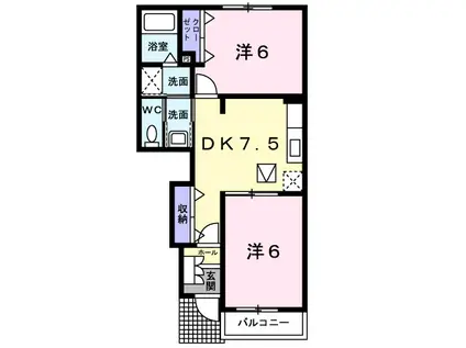 エステート・A I(2DK/1階)の間取り写真