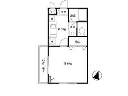 ウェルシー(1K/2階)の間取り写真