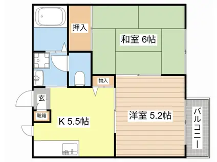 キャロットハウス(2K/1階)の間取り写真