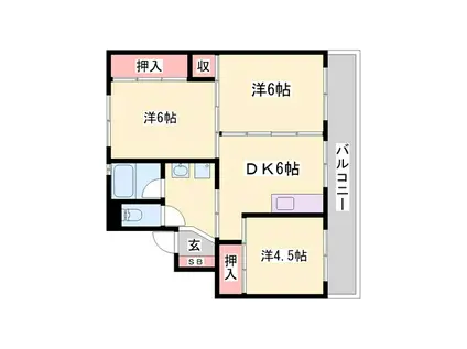 ビレッジハウスつるみ(3DK/1階)の間取り写真