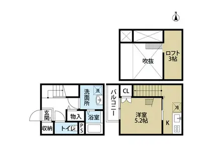 ELFMOTHER HOKKE(1K/1階)の間取り写真