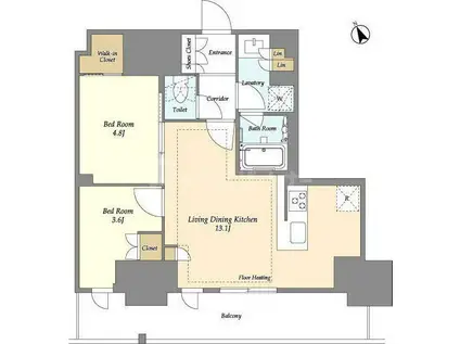 オアーゼ日暮里レジデンス(2LDK/6階)の間取り写真