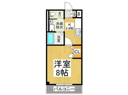 ルミエール出川(1K/1階)の間取り写真