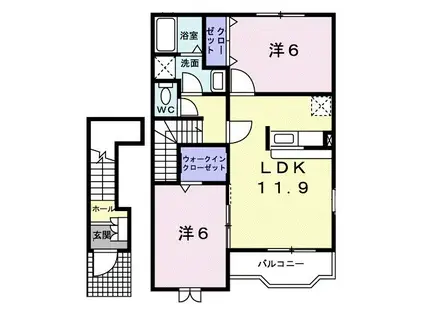 イーストワン(2LDK/2階)の間取り写真