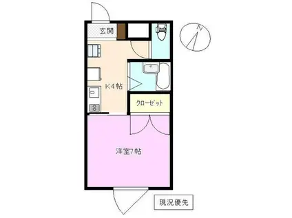 アメニティ18(1K/3階)の間取り写真